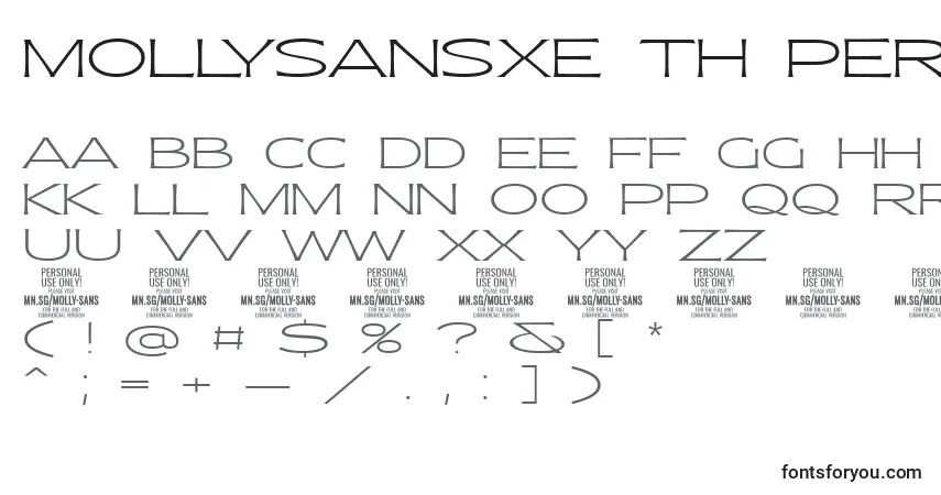 Шрифт MollySansXE Th PERSONAL – алфавит, цифры, специальные символы