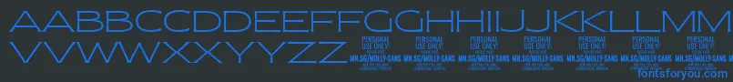 MollySansXE Th PERSONAL Font – Blue Fonts on Black Background
