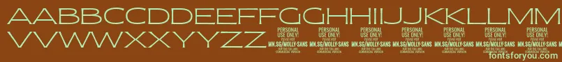 MollySansXE Th PERSONAL Font – Green Fonts on Brown Background