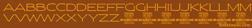 MollySansXE Th PERSONAL Font – Orange Fonts on Brown Background