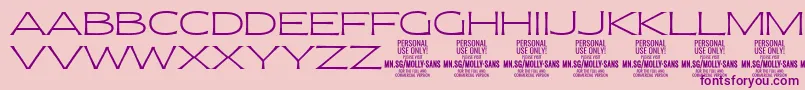 Czcionka MollySansXE Th PERSONAL – fioletowe czcionki na różowym tle