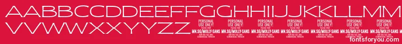 Fonte MollySansXE Th PERSONAL – fontes brancas em um fundo vermelho