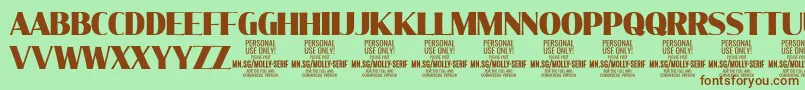 MollySerifC Bl PERSONAL Font – Brown Fonts on Green Background