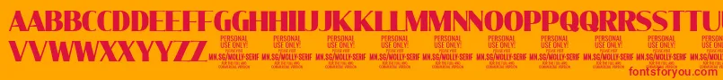 フォントMollySerifC Bl PERSONAL – オレンジの背景に赤い文字