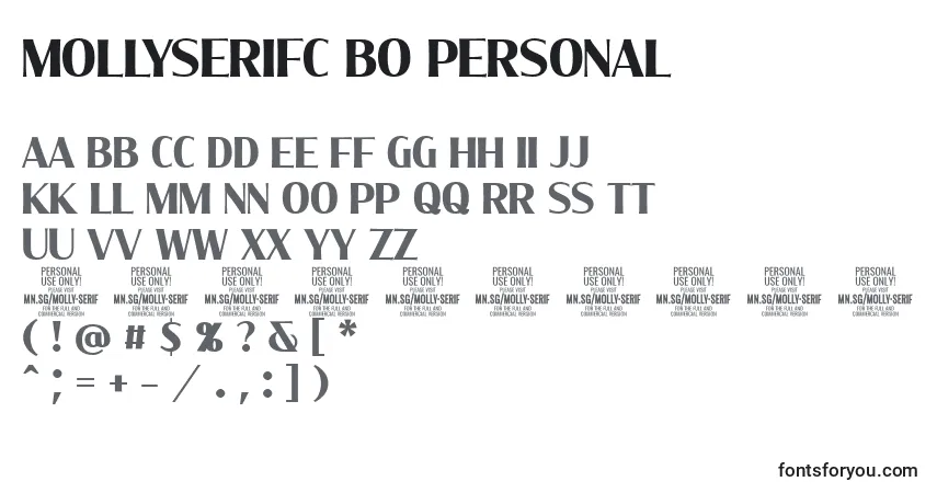 A fonte MollySerifC Bo PERSONAL – alfabeto, números, caracteres especiais
