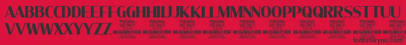 Czcionka MollySerifC Bo PERSONAL – czarne czcionki na czerwonym tle
