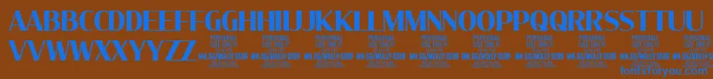 MollySerifC Bo PERSONAL-Schriftart – Blaue Schriften auf braunem Hintergrund