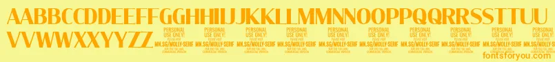 MollySerifC Bo PERSONAL-fontti – oranssit fontit keltaisella taustalla