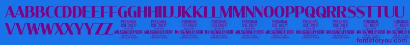 フォントMollySerifC Bo PERSONAL – 紫色のフォント、青い背景