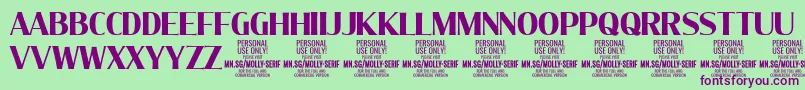 MollySerifC Bo PERSONAL Font – Purple Fonts on Green Background