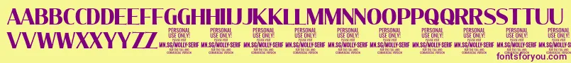 MollySerifC Bo PERSONAL Font – Purple Fonts on Yellow Background