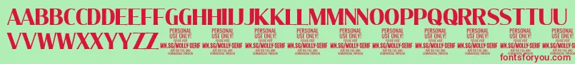 MollySerifC Bo PERSONAL Font – Red Fonts on Green Background