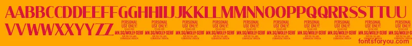 Czcionka MollySerifC Bo PERSONAL – czerwone czcionki na pomarańczowym tle