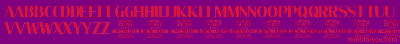 Шрифт MollySerifC Bo PERSONAL – красные шрифты на фиолетовом фоне