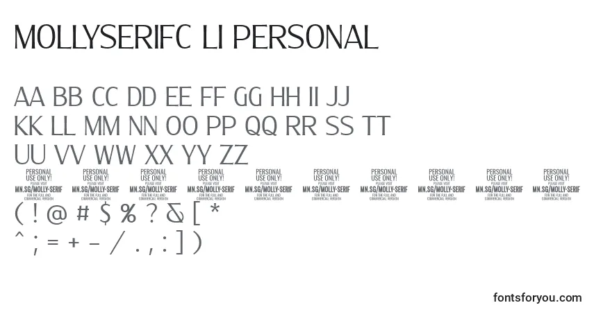 Fuente MollySerifC Li PERSONAL - alfabeto, números, caracteres especiales