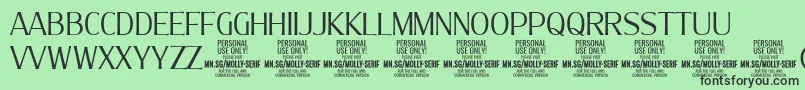 MollySerifC Li PERSONAL Font – Black Fonts on Green Background