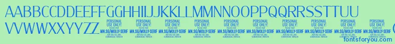 Czcionka MollySerifC Li PERSONAL – niebieskie czcionki na zielonym tle