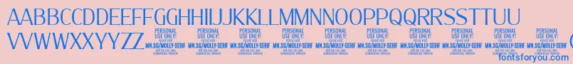 MollySerifC Li PERSONAL-Schriftart – Blaue Schriften auf rosa Hintergrund