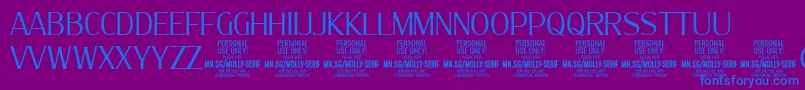 MollySerifC Li PERSONAL-Schriftart – Blaue Schriften auf violettem Hintergrund