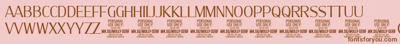 MollySerifC Li PERSONAL-Schriftart – Braune Schriften auf rosa Hintergrund