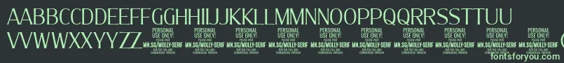 MollySerifC Li PERSONAL Font – Green Fonts on Black Background