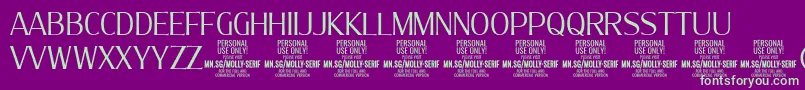 MollySerifC Li PERSONAL-Schriftart – Grüne Schriften auf violettem Hintergrund