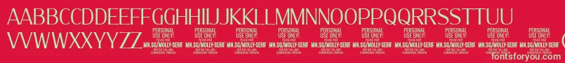 MollySerifC Li PERSONAL Font – Green Fonts on Red Background