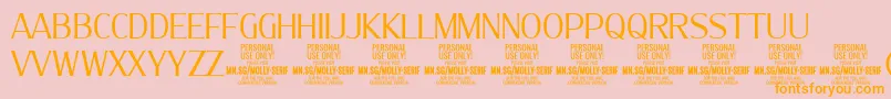 MollySerifC Li PERSONAL-Schriftart – Orangefarbene Schriften auf rosa Hintergrund