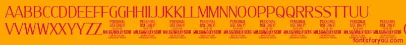 MollySerifC Li PERSONAL-Schriftart – Rote Schriften auf orangefarbenem Hintergrund