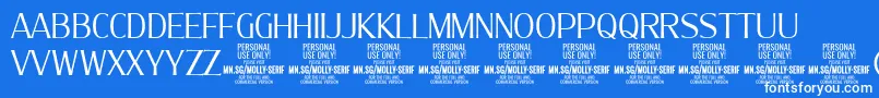 MollySerifC Li PERSONAL-Schriftart – Weiße Schriften auf blauem Hintergrund