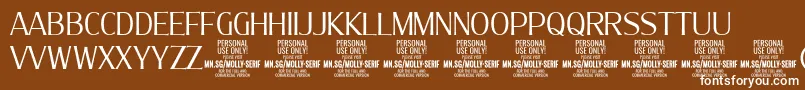 MollySerifC Li PERSONAL-Schriftart – Weiße Schriften auf braunem Hintergrund