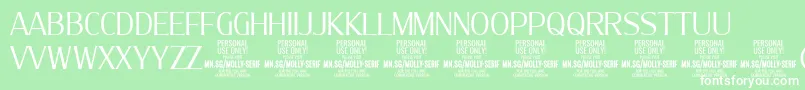 MollySerifC Li PERSONAL-Schriftart – Weiße Schriften auf grünem Hintergrund