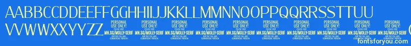 MollySerifC Li PERSONAL-Schriftart – Gelbe Schriften auf blauem Hintergrund