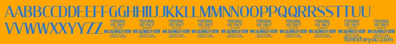 MollySerifC Me PERSONAL-Schriftart – Blaue Schriften auf orangefarbenem Hintergrund