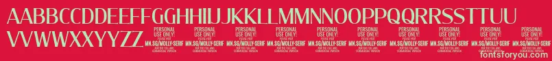 MollySerifC Me PERSONAL-Schriftart – Grüne Schriften auf rotem Hintergrund