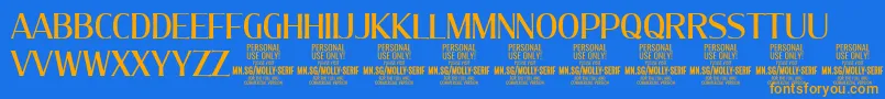 MollySerifC Me PERSONAL-Schriftart – Orangefarbene Schriften auf blauem Hintergrund