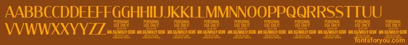 Czcionka MollySerifC Me PERSONAL – pomarańczowe czcionki na brązowym tle