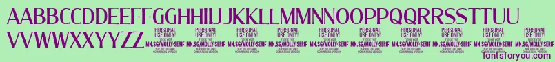 MollySerifC Me PERSONAL Font – Purple Fonts on Green Background