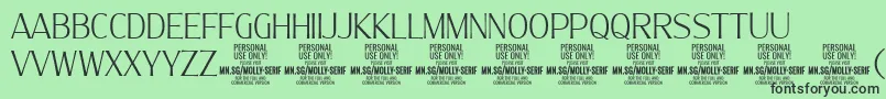 Czcionka MollySerifC Th PERSONAL – czarne czcionki na zielonym tle