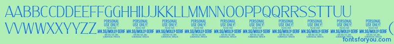 Weitere Informationen zur MollySerifC Th PERSONAL-Schriftart MollySerifC Th PERSONAL-Schriftart – Blaue Schriften auf grünem Hintergrund