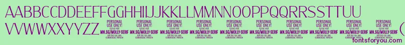 MollySerifC Th PERSONAL Font – Purple Fonts on Green Background