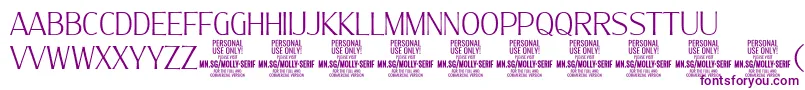 Czcionka MollySerifC Th PERSONAL – fioletowe czcionki na białym tle