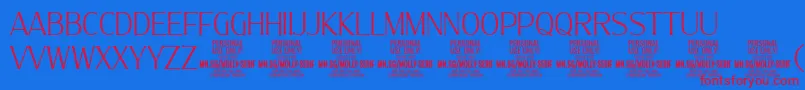 MollySerifC Th PERSONAL-Schriftart – Rote Schriften auf blauem Hintergrund