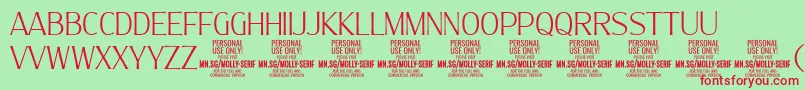 MollySerifC Th PERSONAL Font – Red Fonts on Green Background