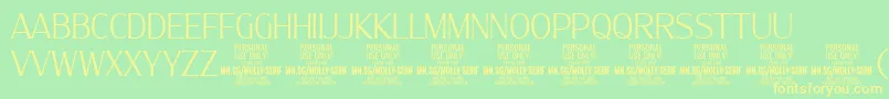 Czcionka MollySerifC Th PERSONAL – żółte czcionki na zielonym tle