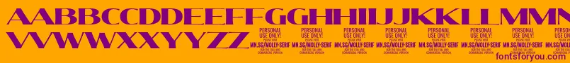 MollySerifE Bl PERSONAL-fontti – violetit fontit oranssilla taustalla