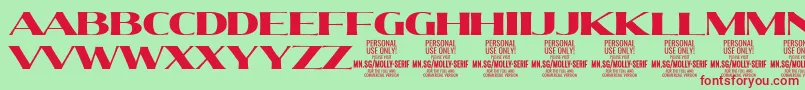 MollySerifE Bl PERSONAL-Schriftart – Rote Schriften auf grünem Hintergrund