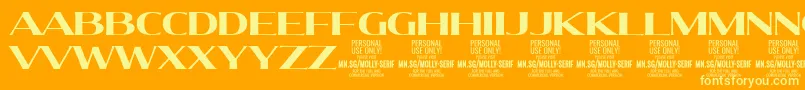 MollySerifE Bo PERSONAL-Schriftart – Gelbe Schriften auf orangefarbenem Hintergrund