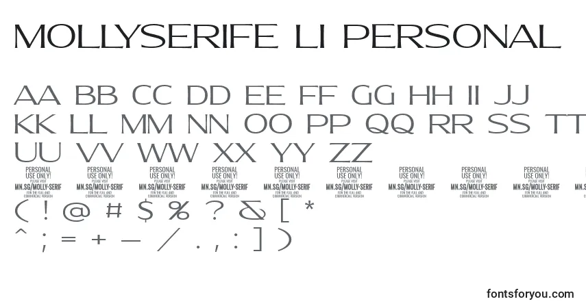 Schriftart MollySerifE Li PERSONAL – Alphabet, Zahlen, spezielle Symbole