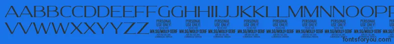 Czcionka MollySerifE Li PERSONAL – czarne czcionki na niebieskim tle